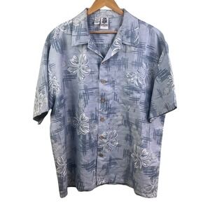 Kennington‎ Hawaiian Blue Short Sleeve Button Down Shirt Big Man 2XL